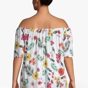 Lane Bryant Floral Off-Shoulder Blouse - White and Multicolor